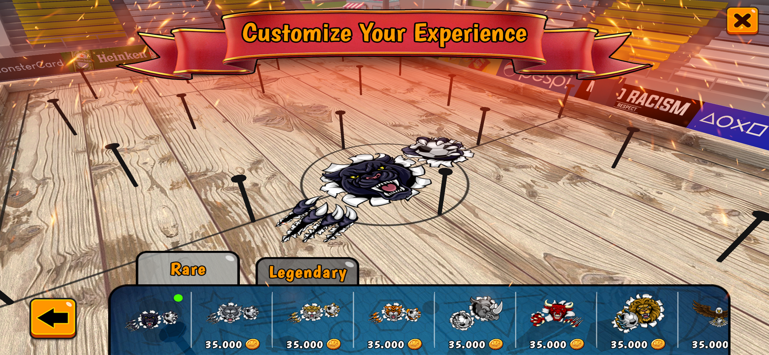 Pin soccer gameplay adapted for mobile